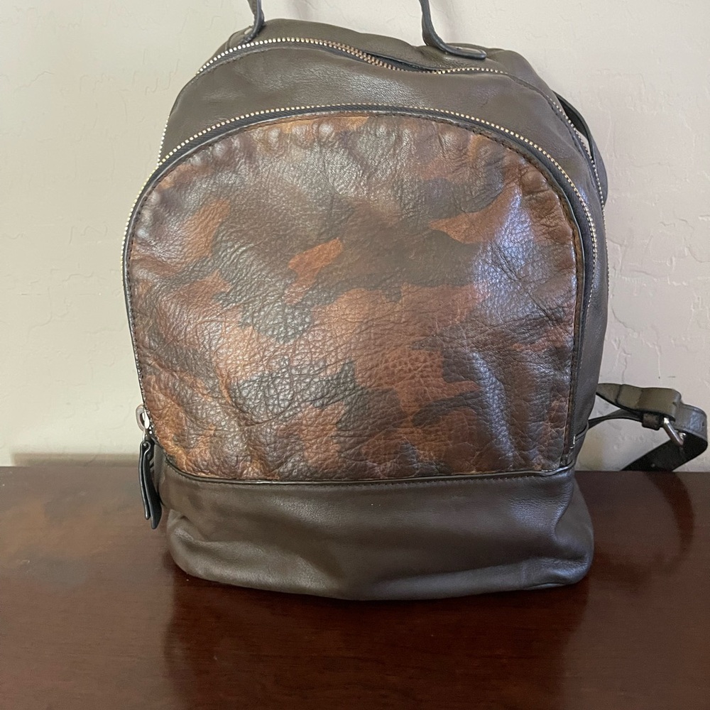 Margot Camo Thick Quality Leather Adjustable Strap Backpack Purse Bag